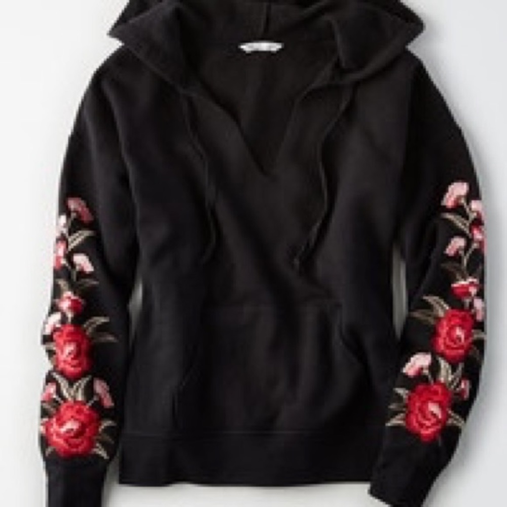 AE Embroidered Black Hoodie